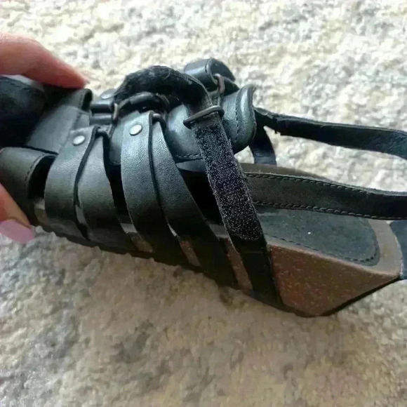 Teva Cabrillo Wedge Black Leather Gladiator Sandal 7 - Picture 11 of 14